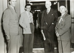 Four doctors at the entrance to San Jacinto Memorial Hospital
