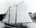 Two-masted schooner used for carrying brick from Cedar Bayou to Galveston
