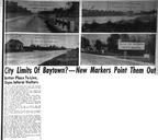 Signs pinpointing Baytown's City  limits, 1950.